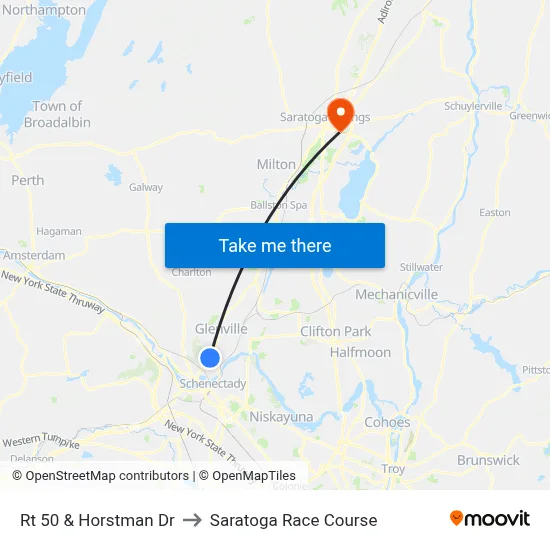 Rt 50 & Horstman Dr to Saratoga Race Course map