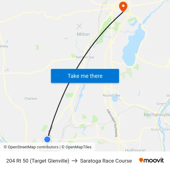 204 Rt 50 (Target Glenville) to Saratoga Race Course map