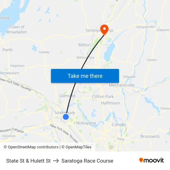 State St & Hulett St to Saratoga Race Course map