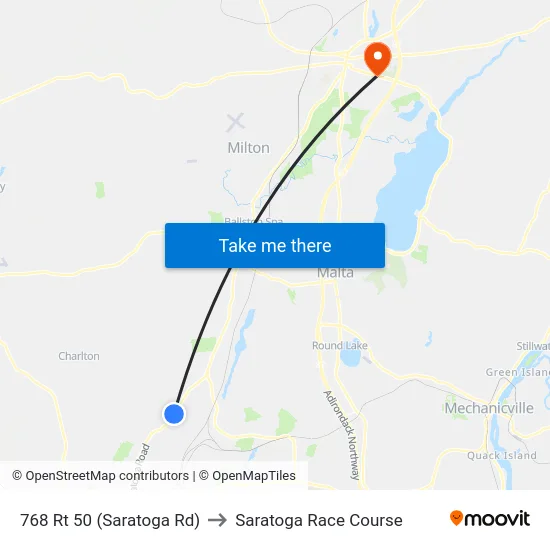 768 Rt 50 (Saratoga Rd) to Saratoga Race Course map