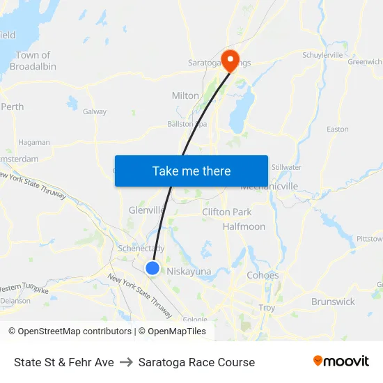 State St & Fehr Ave to Saratoga Race Course map