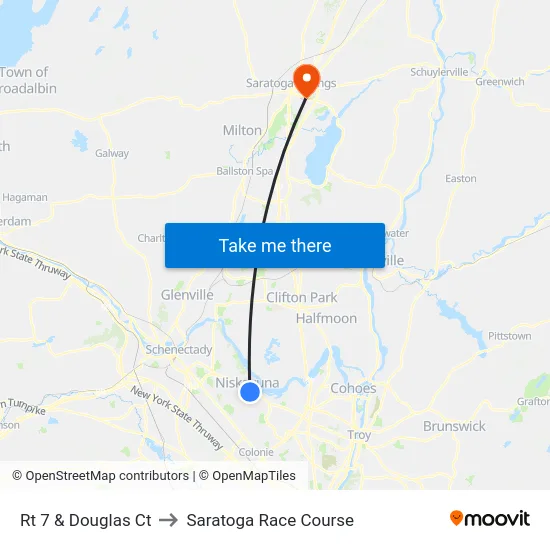 Rt 7 & Douglas Ct to Saratoga Race Course map