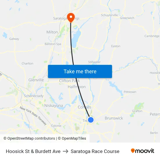 Hoosick St & Burdett Ave to Saratoga Race Course map