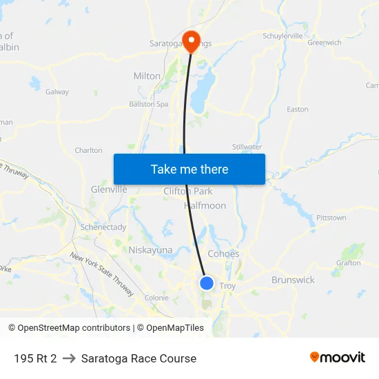 195 Rt 2 to Saratoga Race Course map