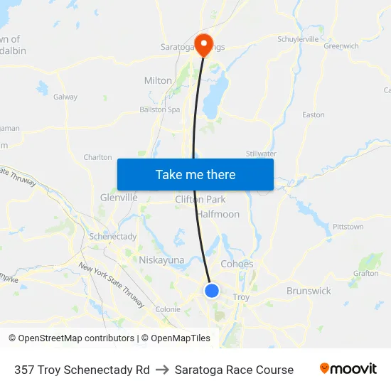 357 Troy Schenectady Rd to Saratoga Race Course map