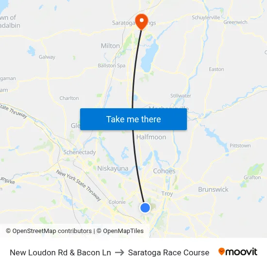 New Loudon Rd & Bacon Ln to Saratoga Race Course map
