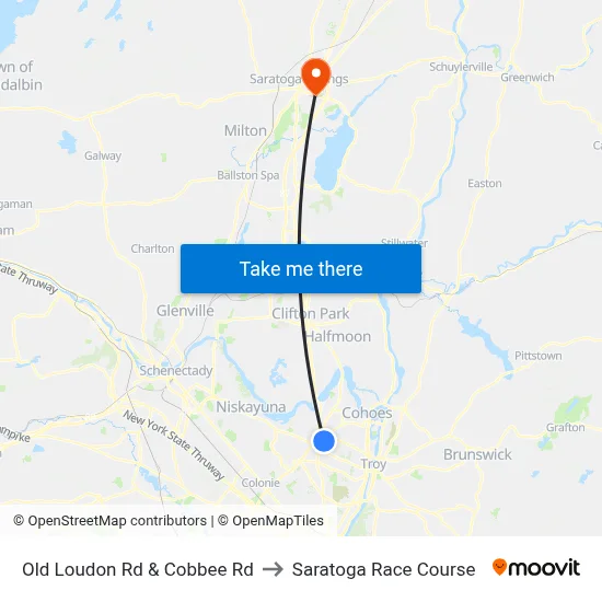 Old Loudon Rd & Cobbee Rd to Saratoga Race Course map