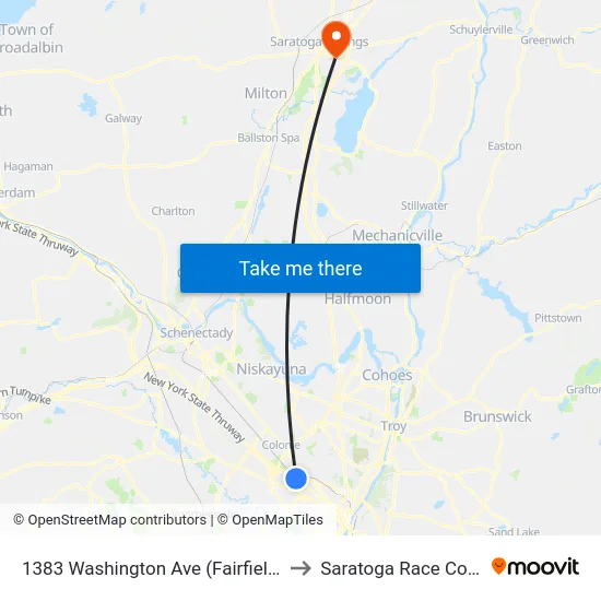 1383 Washington Ave (Fairfield Inn) to Saratoga Race Course map