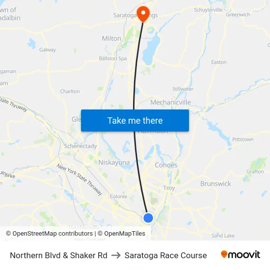 Northern Blvd & Shaker Rd to Saratoga Race Course map