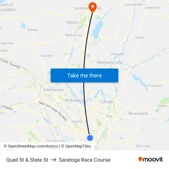 Quail St & State St to Saratoga Race Course map