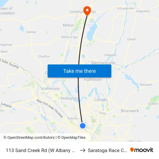 113 Sand Creek Rd (W Albany Fire Dept) to Saratoga Race Course map