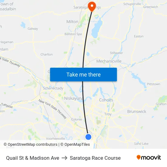 Quail St & Madison Ave to Saratoga Race Course map