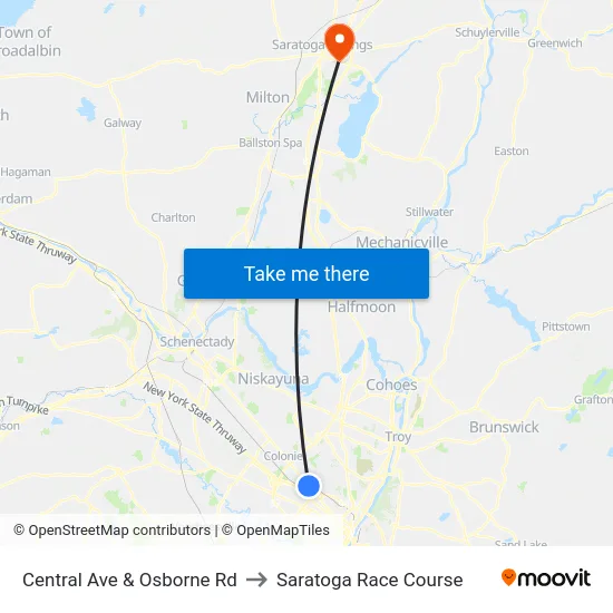 Central Ave & Osborne Rd to Saratoga Race Course map
