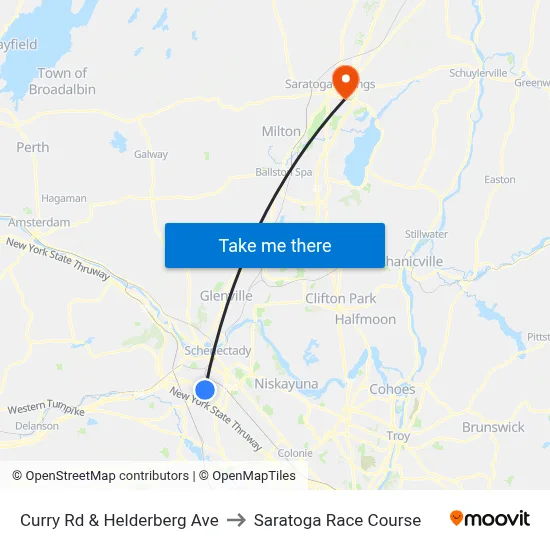 Curry Rd & Helderberg Ave to Saratoga Race Course map