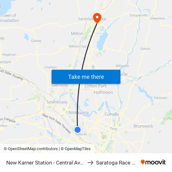 New Karner Station - Central Ave & Rt 155 to Saratoga Race Course map