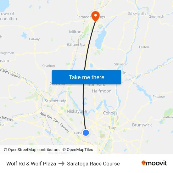 Wolf Rd & Wolf Plaza to Saratoga Race Course map