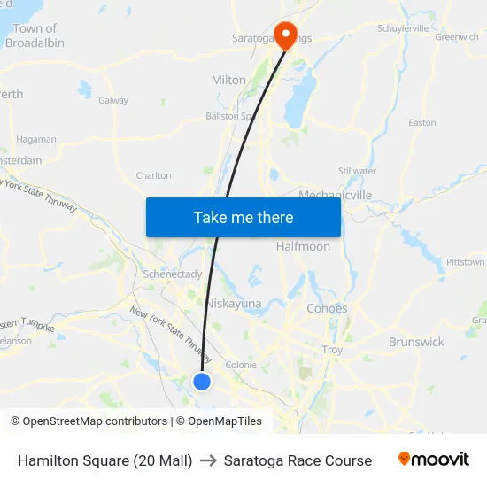 Hamilton Square (20 Mall) to Saratoga Race Course map