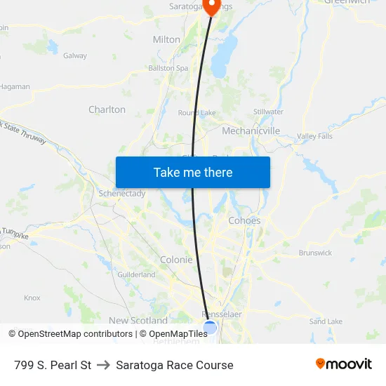 799 S. Pearl St to Saratoga Race Course map