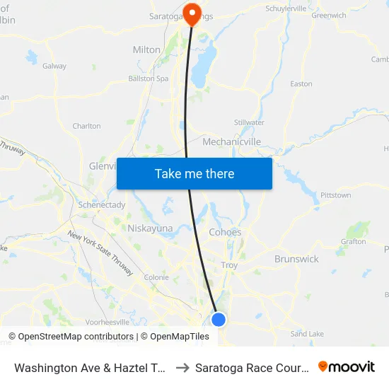 Washington Ave & Haztel Terr to Saratoga Race Course map