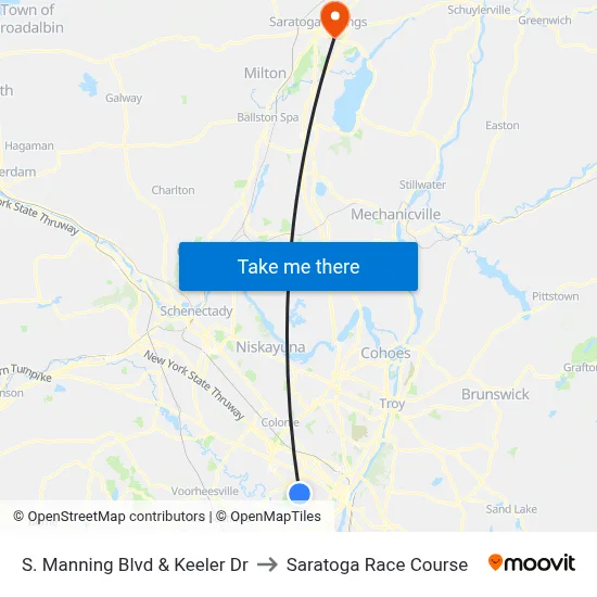 S. Manning Blvd & Keeler Dr to Saratoga Race Course map