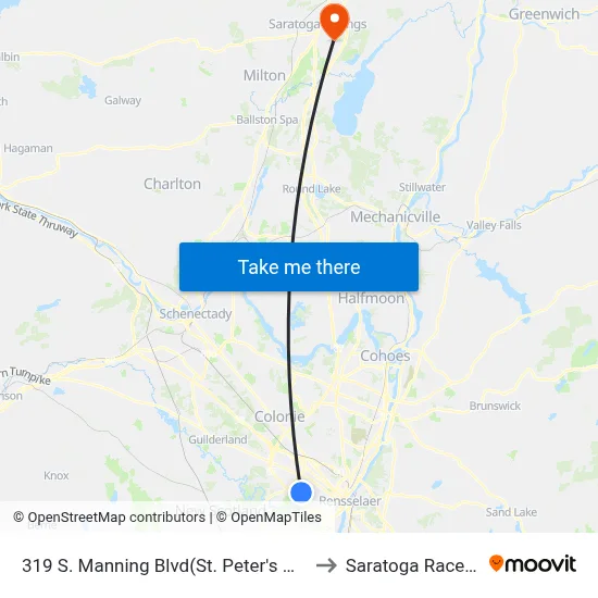 319 S. Manning Blvd(St. Peter's Main Entrance) to Saratoga Race Course map