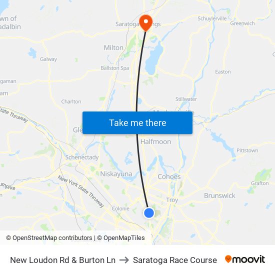 New Loudon Rd & Burton Ln to Saratoga Race Course map