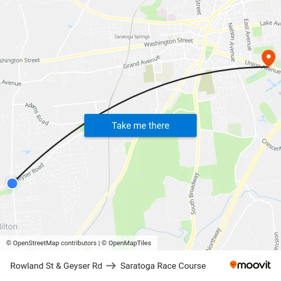 Rowland St & Geyser Rd to Saratoga Race Course map