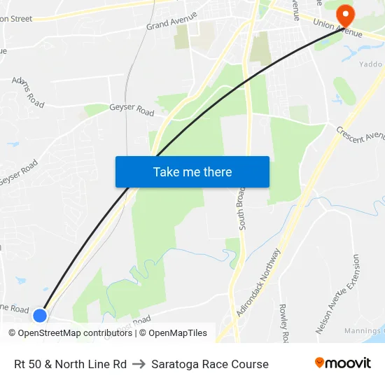Rt 50 & North Line Rd to Saratoga Race Course map