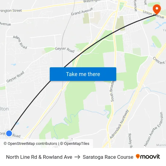 North Line Rd & Rowland Ave to Saratoga Race Course map