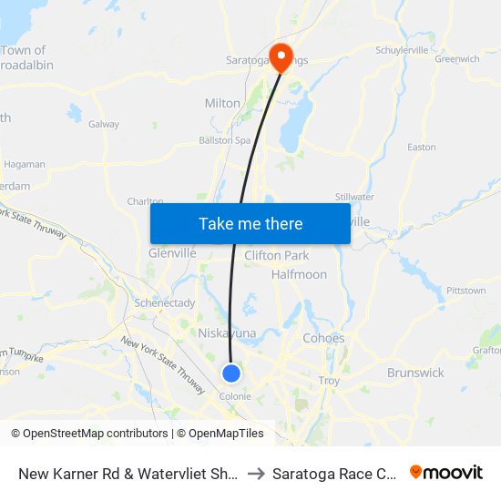 New Karner Rd & Watervliet Shaker Rd to Saratoga Race Course map