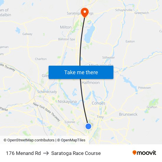 176 Menand Rd to Saratoga Race Course map