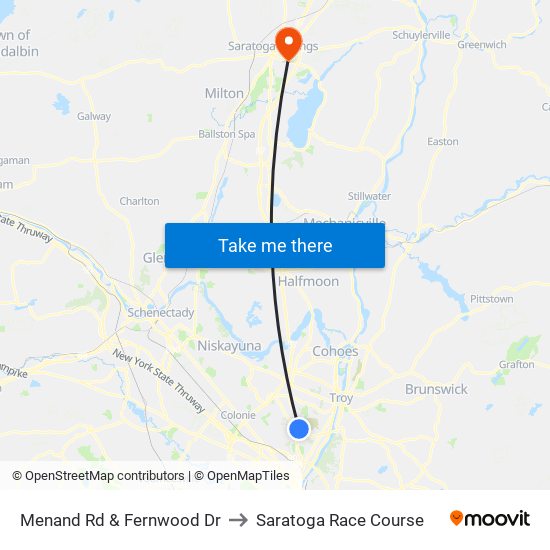 Menand Rd & Fernwood Dr to Saratoga Race Course map