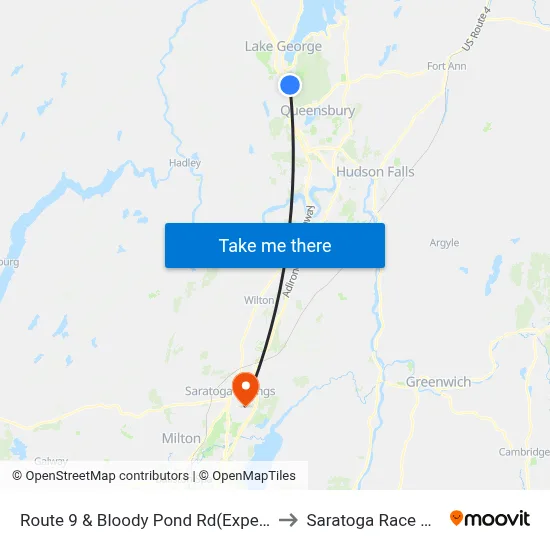 Route 9 & Bloody Pond Rd(Expedition Pk) to Saratoga Race Course map