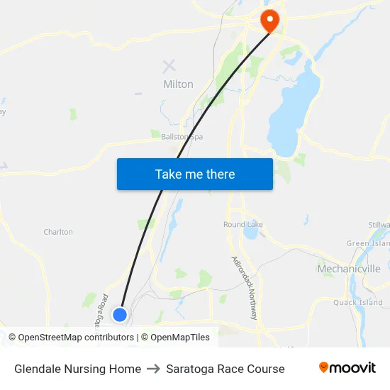 Glendale Nursing Home to Saratoga Race Course map