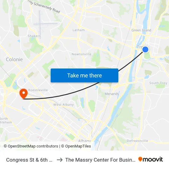 Congress St & 6th Ave to The Massry Center For Business map