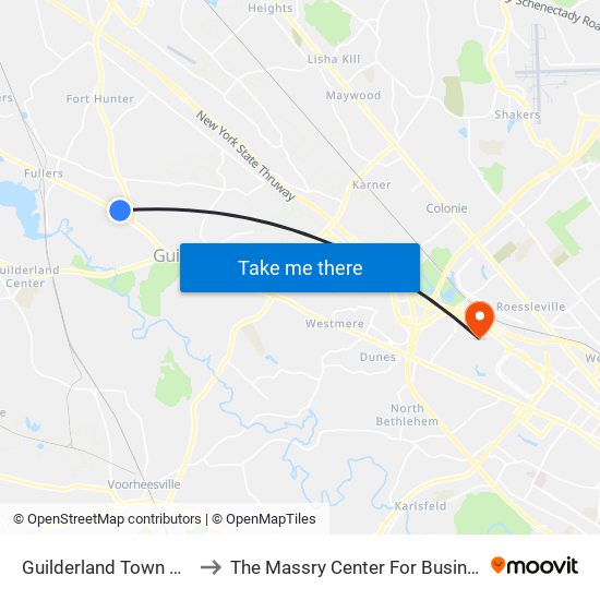 Guilderland Town Hall to The Massry Center For Business map