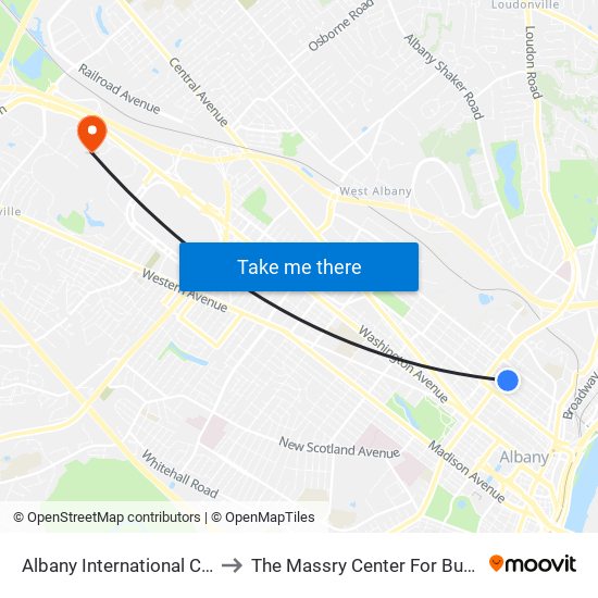 Albany International Center to The Massry Center For Business map