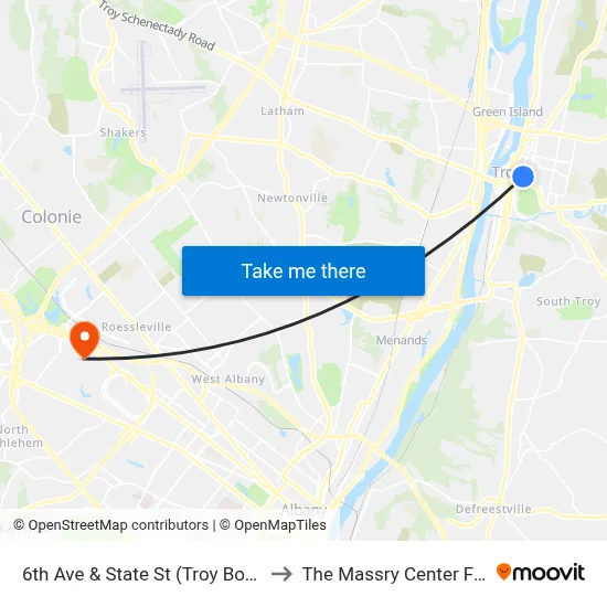 6th Ave & State St (Troy Boys & Girls Club) to The Massry Center For Business map