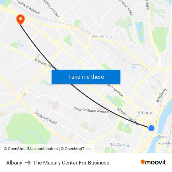 Albany to The Massry Center For Business map