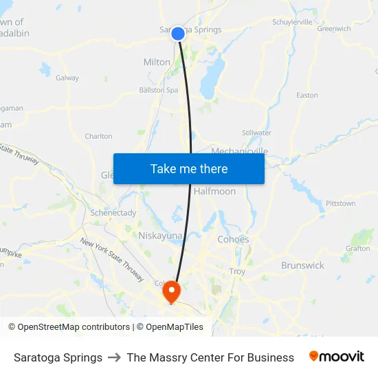 Saratoga Springs to The Massry Center For Business map