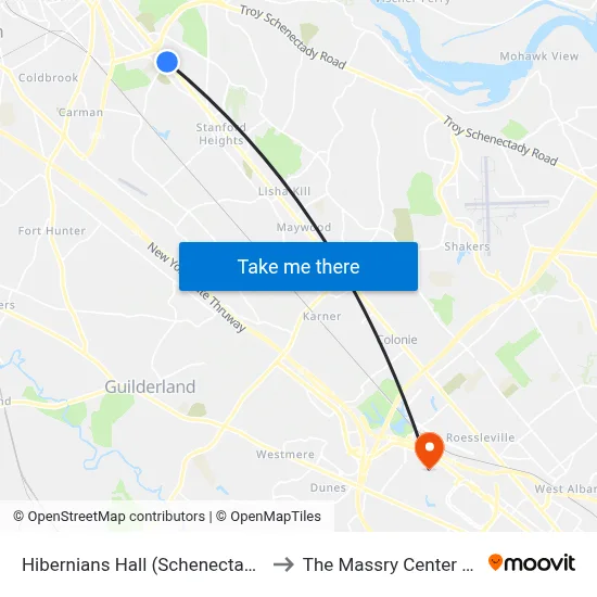 Hibernians Hall (Schenectady Senior Center) to The Massry Center For Business map
