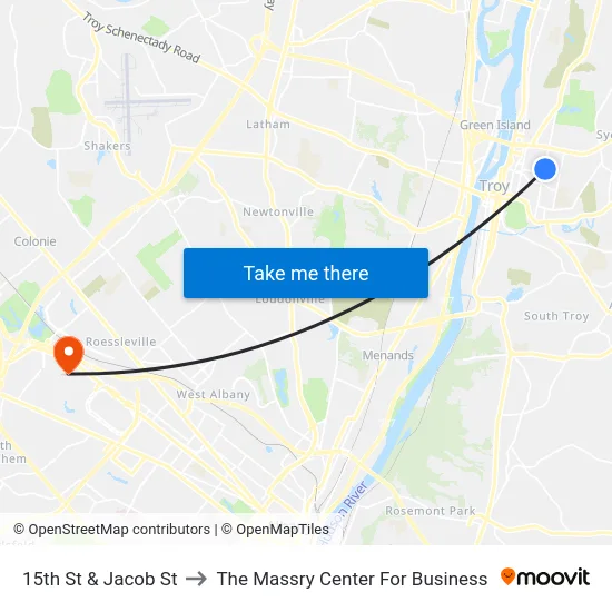 15th St & Jacob St to The Massry Center For Business map