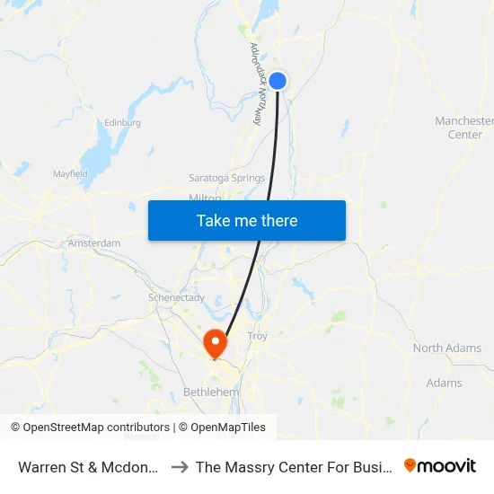 Warren St & Mcdonalds to The Massry Center For Business map