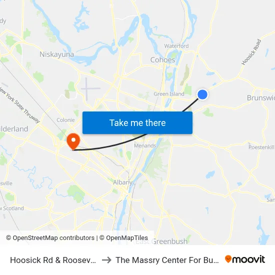 Hoosick Rd & Roosevelt Rd to The Massry Center For Business map