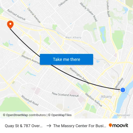 Quay St & 787 Overpass to The Massry Center For Business map