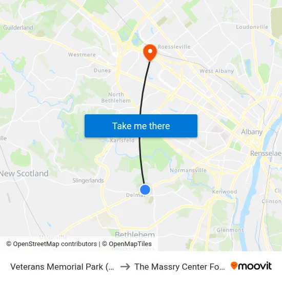 Veterans Memorial Park (Nature Bus) to The Massry Center For Business map