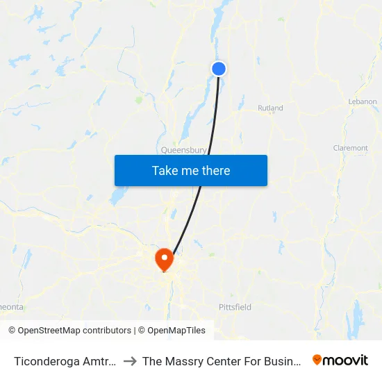Ticonderoga Amtrak to The Massry Center For Business map