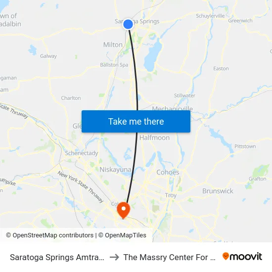 Saratoga Springs Amtrak Station to The Massry Center For Business map