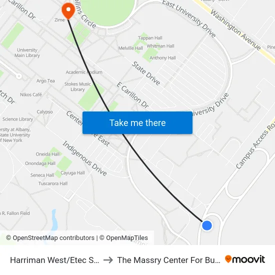 Harriman West/Etec Station to The Massry Center For Business map