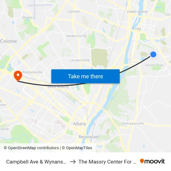 Campbell Ave & Wynanstskill Way to The Massry Center For Business map